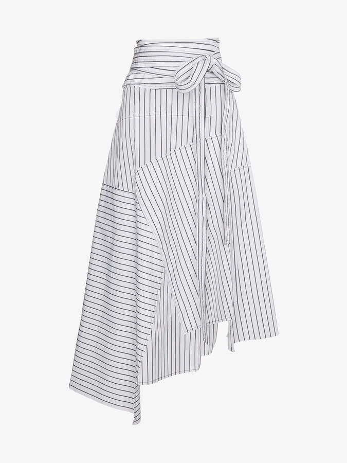 striped asymmetrical midi skirt