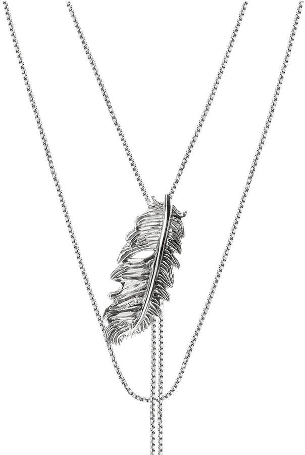 Feather Necklace, Grau/Schwarz, Größe 70