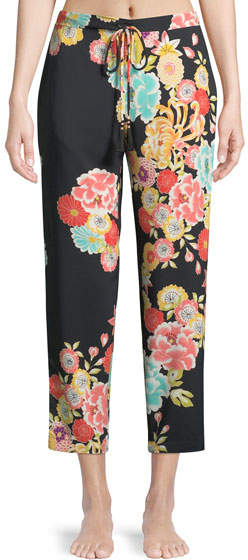 Saipan Floral-Print Silk Lounge Pants