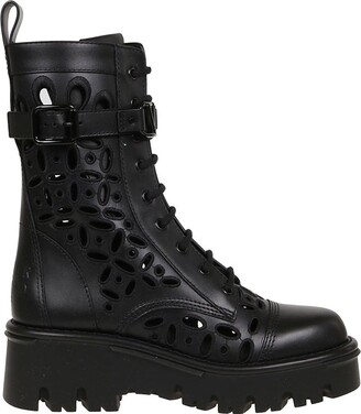 Valentino Cut-Out Detailed Combat Boots