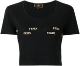 Thumbnail for your product : Fendi Pre-Owned 1990s logo-embroidered cropped T-shirt