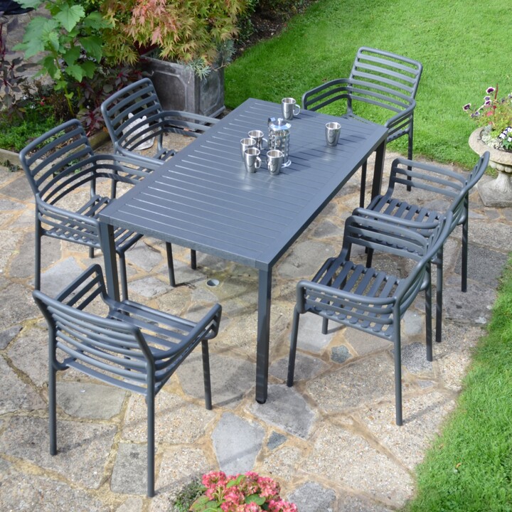 Dunelm Cube Dining Table with 6 Doga Chair Set Anthracite Black ShopStyle
