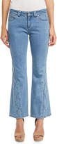 Thumbnail for your product : See by Chloe Embroidered Cropped Flare Jeans, Blue