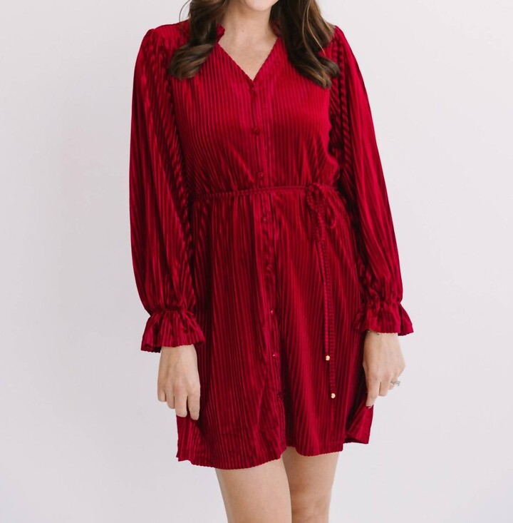 Jodifl Velvet Long Sleeve Dress In Burgundy