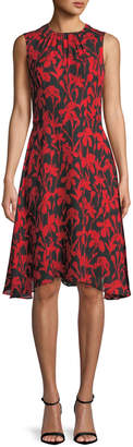 Milly Anna Floral-Print Silk A-Line Dress