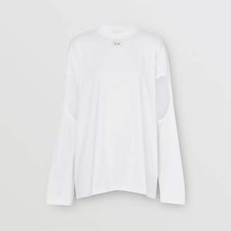 Burberry Long-sleeve Cut-out Detail Montage Print Cotton Top