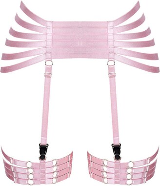 PETMHS Womens Punk Leg Garter Belt Stockings Strap Harness Body Hollow Out  Pentagram Goth Halloween Dance Club Party Rave Wear (Pink) - ShopStyle  Lingerie & Nightwear