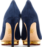 Thumbnail for your product : Charlotte Olympia Navy Suede Debbie Pumps