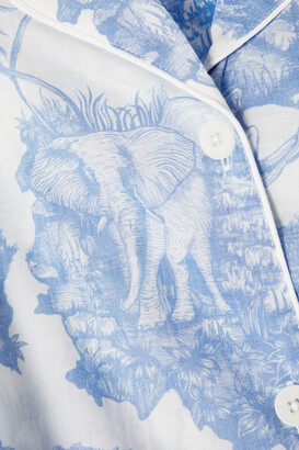 Desmond & Dempsey Printed Organic Cotton-voile Pajama Set - Blue