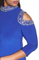 Thumbnail for your product : Marina Embellished Neck Cold Shoulder Gown
