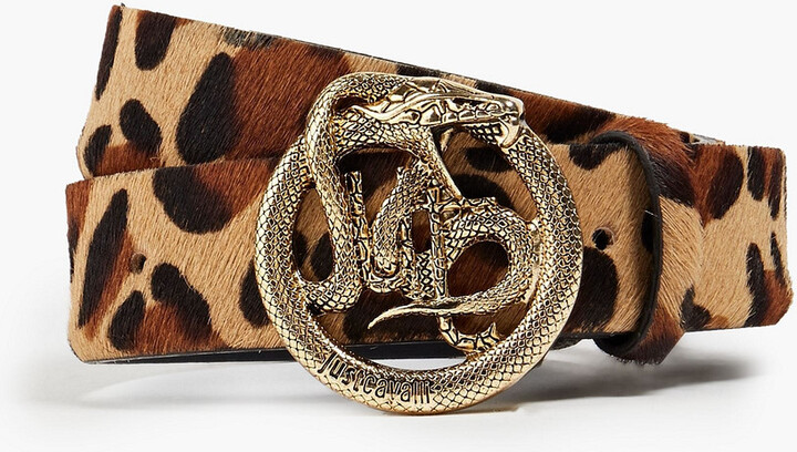 TENDYCOCO Leopard Print Belt PU Leather Waist Belt Artificial Horse Hair Belts for Women 