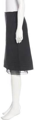 Prada Lace-Trimmed Flare Skirt