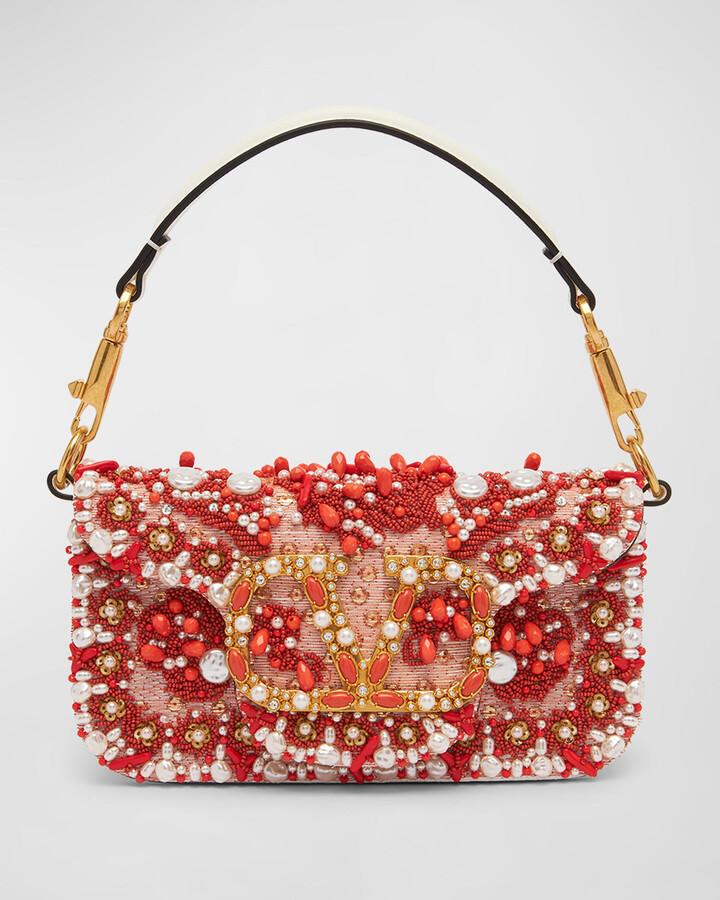 Small Vsling Handbag With Jewel Embroidery for Woman in Rose Cannelle