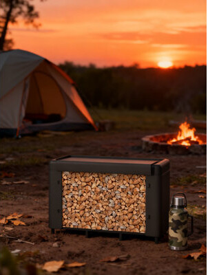 17 Stories Heavy-Duty Firewood Rack With Protective Cover Adjustable Log Storage Holder For Indoor And Outdoor Use Elevated Metal Wood Stacker Organizer For Fi