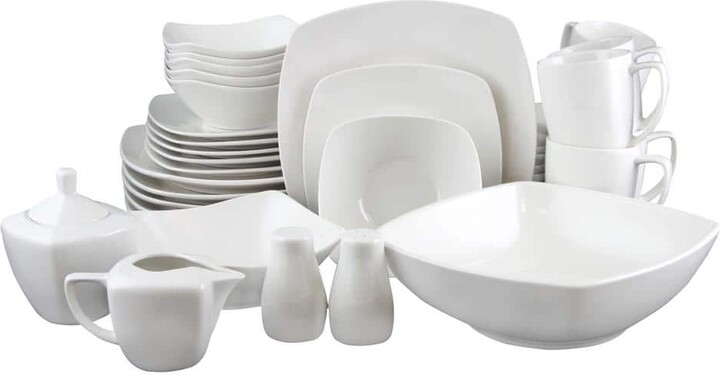 Zen 39-Piece Solid White Porcelain Dinnerware Set (Service for 6)