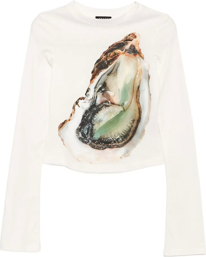 A.W.A.K.E. Mode oyster graphic-printed T-shirt