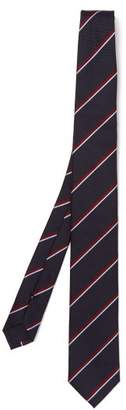 Dunhill Striped Silk Tie - Mens - Navy
