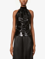 Thumbnail for your product : HARMUR Open-back sequin-embellished silk-satin top