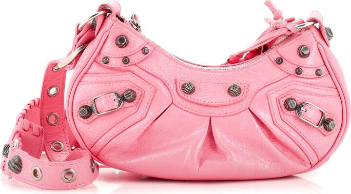 Balenciaga Pink Croc XS 'Le Cagole' Shoulder Bag for Women