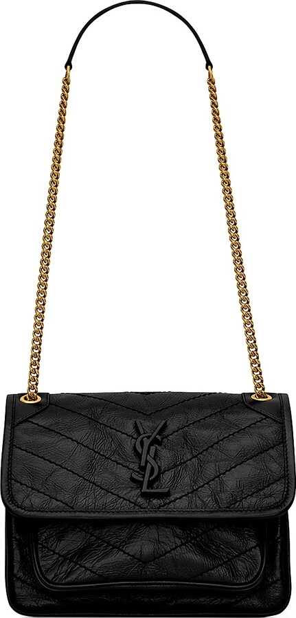 Saint Laurent Women's Niki Baby in Vintage Leather - Nero