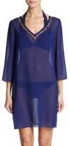 Thumbnail for your product : Shoshanna Bead-Accented Sheer Tunic