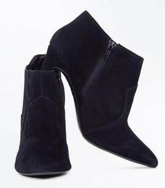 New Look Black Suede Pointed Western Shoe Boots