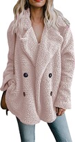 Thumbnail for your product : OMZIN Women Coat Casual Lapel Fleece Fuzzy Faux Coats Warm Winter Outwear Jackets Long Sleeves Pink 3XL