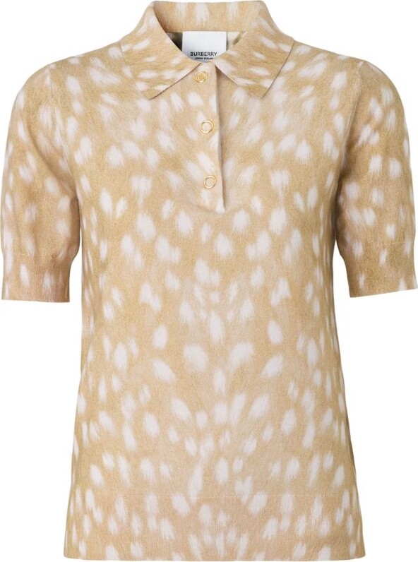 Burberry Cotton-Cashmere Deer Print Polo Shirt - ShopStyle Tops