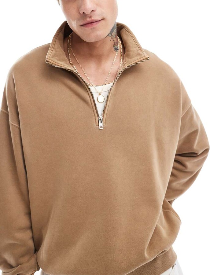 Abercrombie Fitch tonal chest panel half snap sweatshirt in