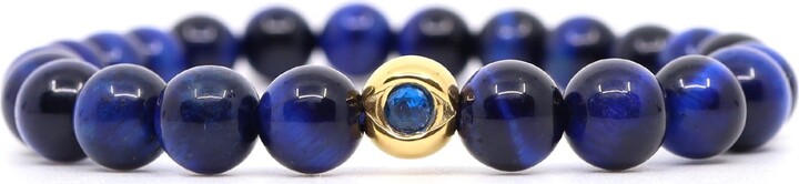 Shar Oke Blue / Gold Blue Tiger's Eye & Evil Eye Bracelet