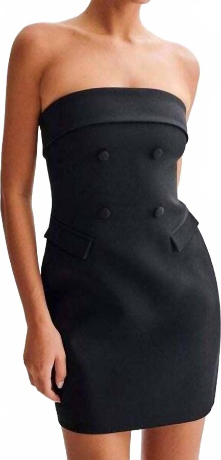 Amourique Strapless Suiting Mini Dress In Black