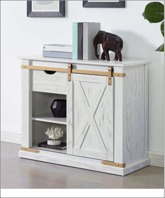 One Allium Way Antique White Gold Accents Rustic Style 1pc Console Table / Sofa Table Storage Drawer Shelve Living Room Tables