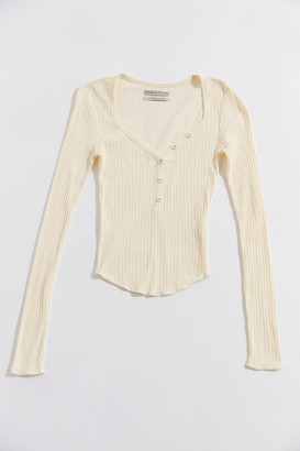 Urban Outfitters Angelica Ribbed Fitted Henley Top