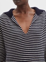 Thumbnail for your product : Allude Sailor-collar Striped Wool-blend Sweater - Navy Stripe