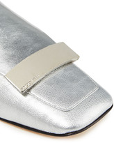 Thumbnail for your product : Sergio Rossi Sr1 Embellished Cracked Patent-leather And Suede Collapsible-heel Loafers