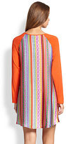 Thumbnail for your product : Josie Anastasia Jersey-Sleeved Striped Satin Sleepshirt