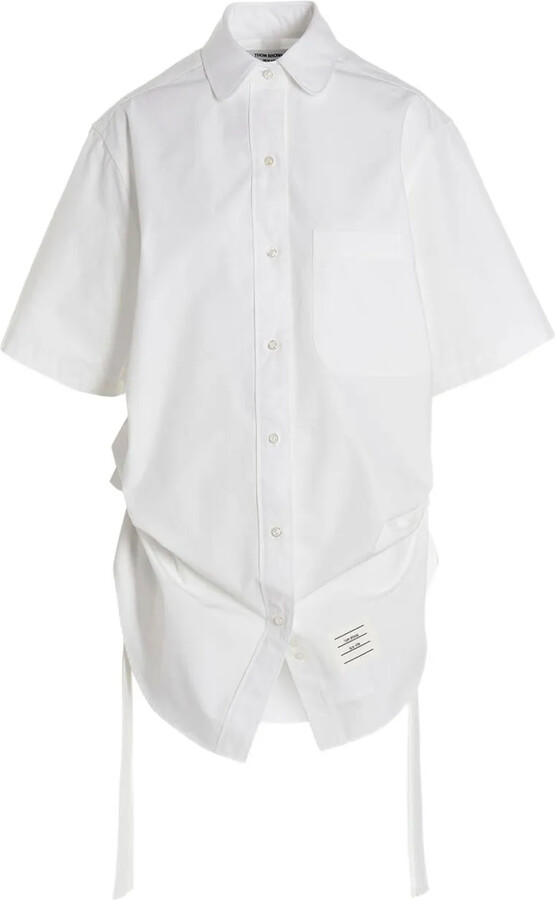 Thom Browne Heavy Poplin gathered shirt minidress