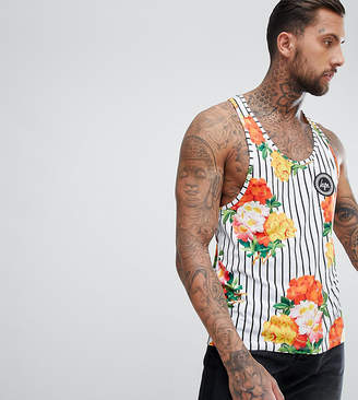 Hype Muscle Singlet In Floral Stripe Exclusive To Asos
