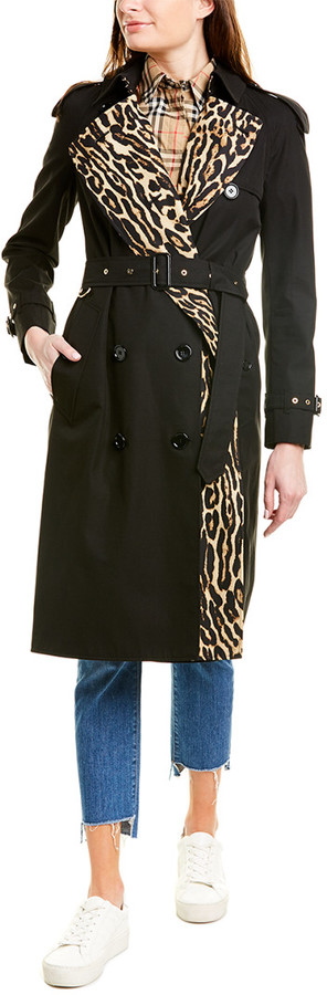 Burberry Leopard-Print Lined Gabardine Trench Coat - ShopStyle