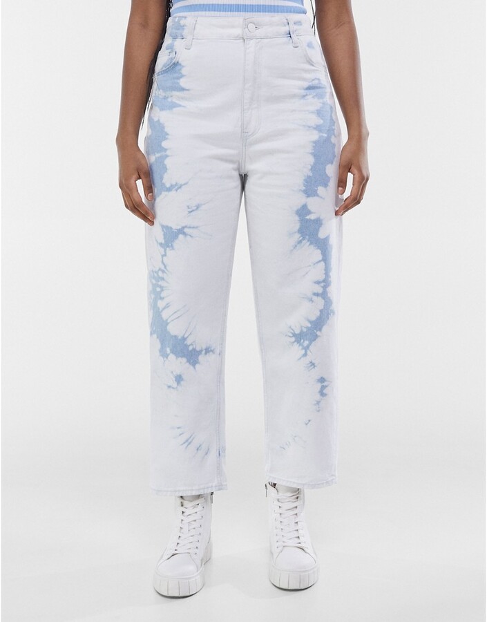 Bershka tie-dye jeans in white - ShopStyle
