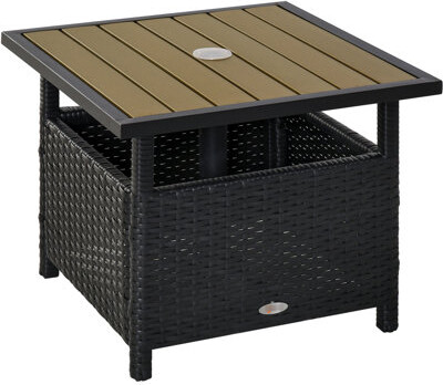 Latitude Run Frame Side Table For Backyard - Outdoor Patio Umbrella Hole Sand Bags Included With Foundation Patio Garden Insert Stable