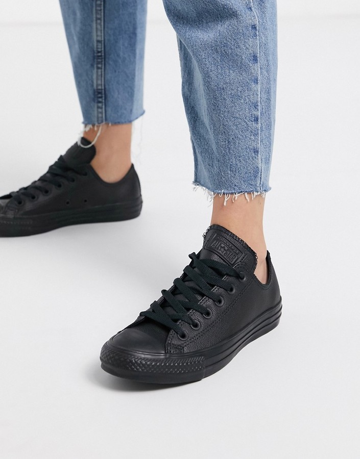 Converse Chuck Taylor Ox leather sneakers in black mono - ShopStyle