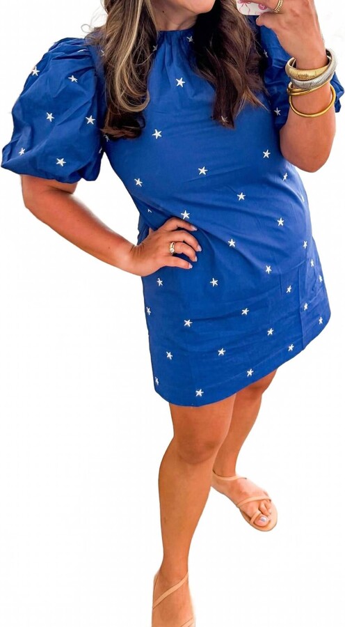PINCH Star Embroidered Dress In Blue