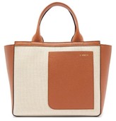 Thumbnail for your product : Valextra Shopping Mini Canvas And Leather Tote Bag - Beige Multi