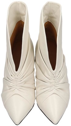 Isabel Marant Lasteen High Heels Ankle Boots In White Leather