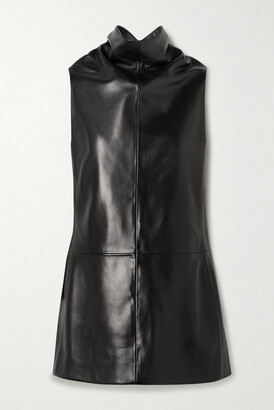 KHAITE Daria Leather Turtleneck Mini Dress - Black