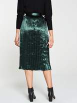 Thumbnail for your product : Very Satin Pleated Midi Skirt - Green