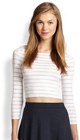 Thumbnail for your product : Bailey 44 Sheer-Striped Stretch Jersey Cropped Top