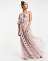 Thumbnail for your product : Maya asymetirc embellished top maxi dress in frosted pink