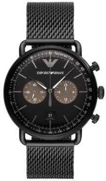 Emporio Armani Men's Chronograph Black Stainless Steel Mesh Bracelet Watch 43mm